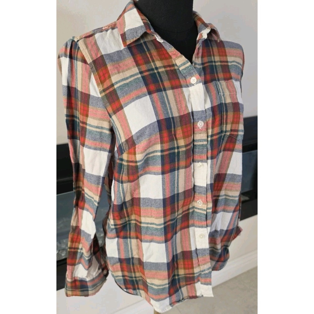 J.Crew Re-Imagined Preppy Plaid Flannel Button Up Long Sleeve Tartan SZ S Cotton